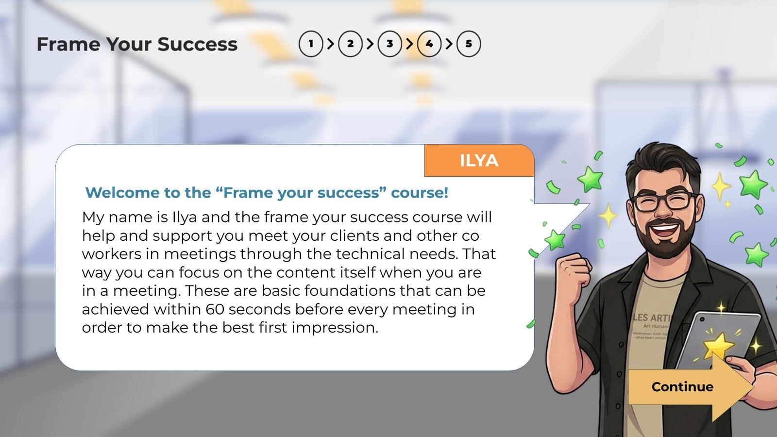 Screenshot from Frame Your Success: Upgrading Your Virtual Conferencing, an eLearning course by Ilya Hack