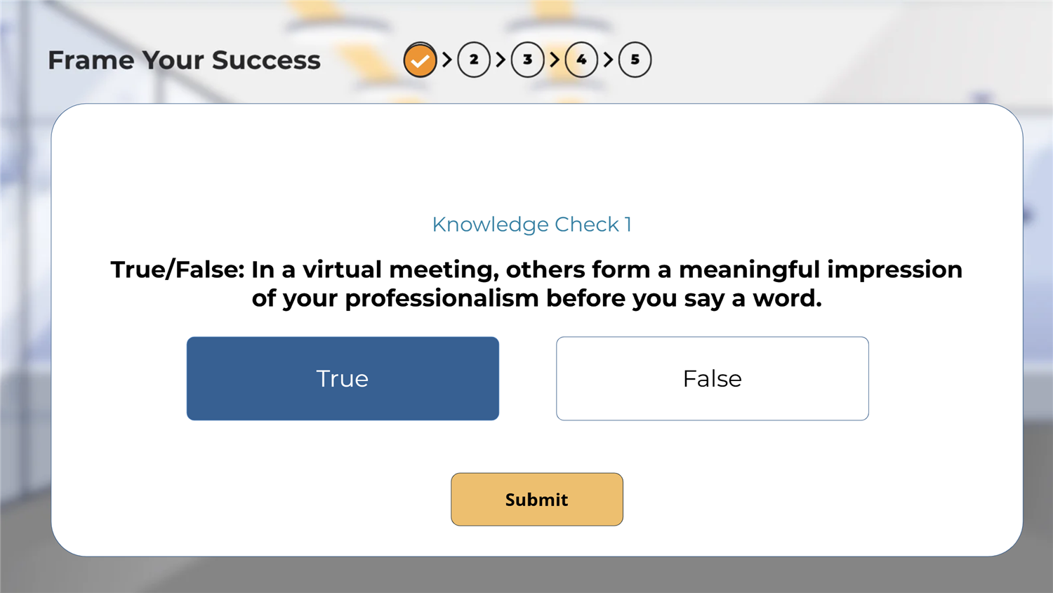 A graded true/false knowledge check