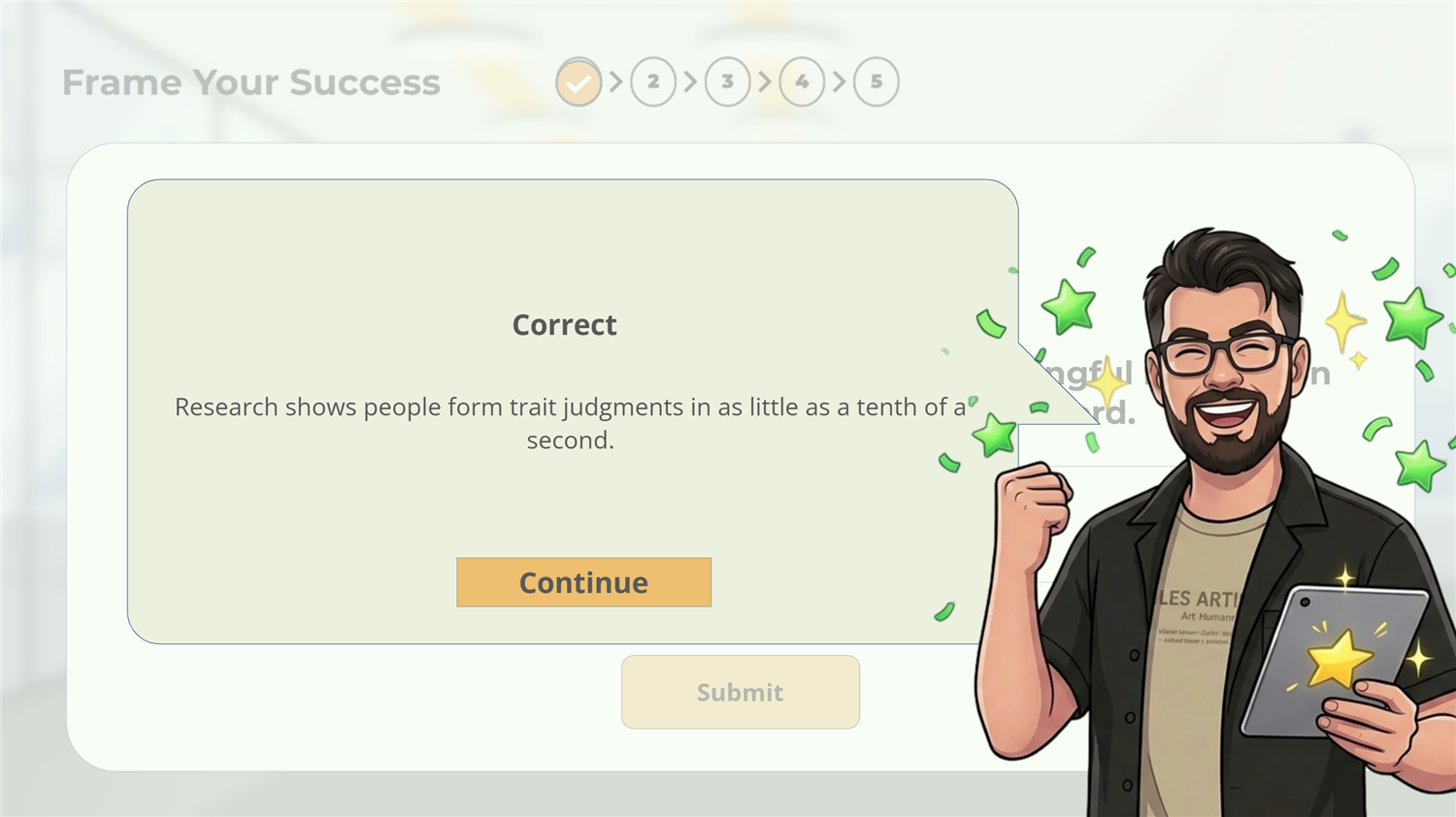 Consequence feedback with the custom celebration effect