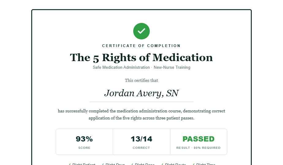 Completion certificate