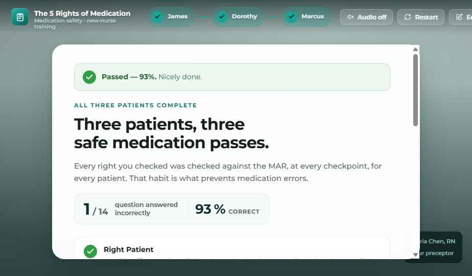 Positive reinforcement on a correct answer