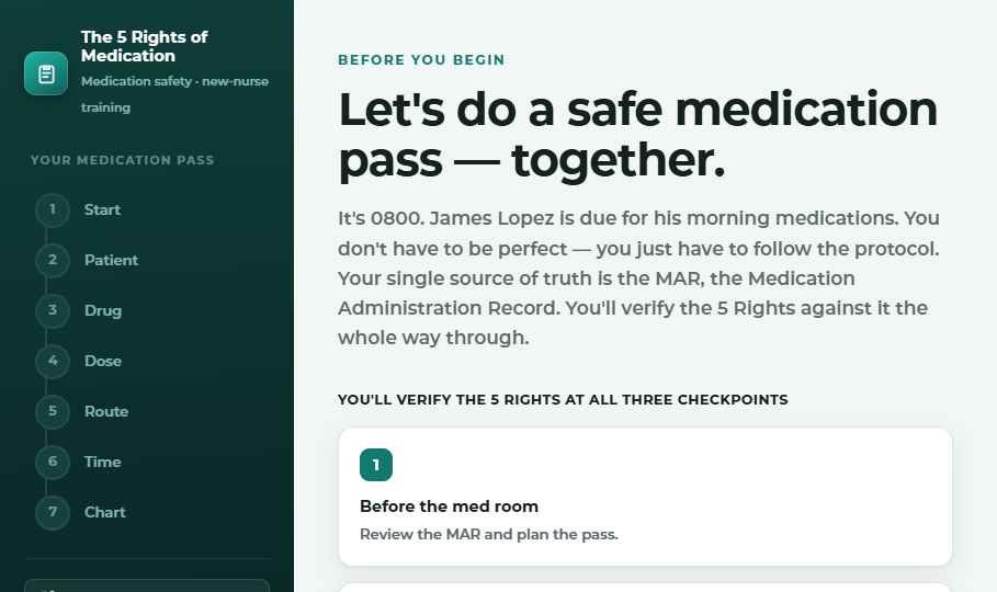 Early version with a checklist sidebar